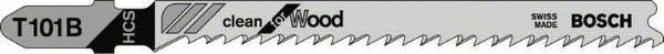 Bosch Clean for Wood T 101 B lama per seghetto alternativo HCS, con denti diritti e rettificati, set 5 pezzi