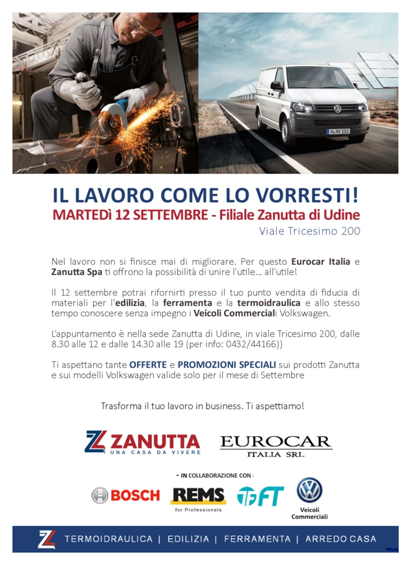 Zanutta ed Eurocar insieme per migliorare il tuo lavoro