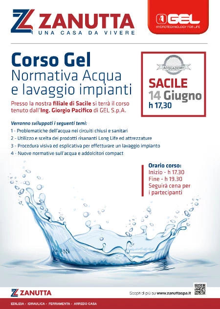 CORSO GEL – SACILE: NORMATIVA ACQUA E LAVAGGIO IMPIANTI