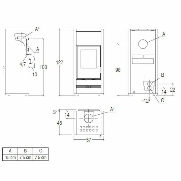 Piazzetta E928 BCS stufa a legna 11,1 kW