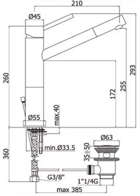 Paffoni Birillo miscelatore lavabo canna lunga cromo