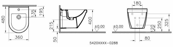 Vitra S50 Compact bidet sospeso da 48 cm ceramica bianco