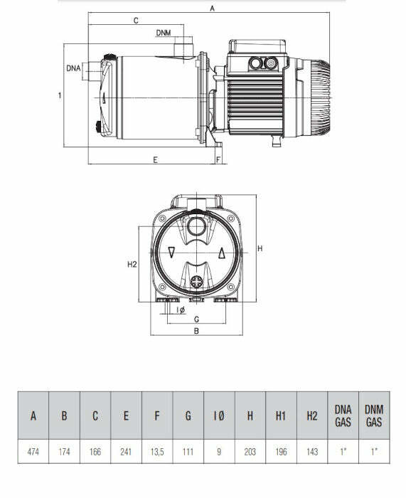 Dab EUROINOX 40/50 T pompa centrifuga autoadescante TRIFASE 0.75 kW