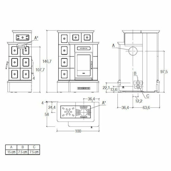 Piazzetta ORTISEI BCS stubotto a legna 11,1 kW