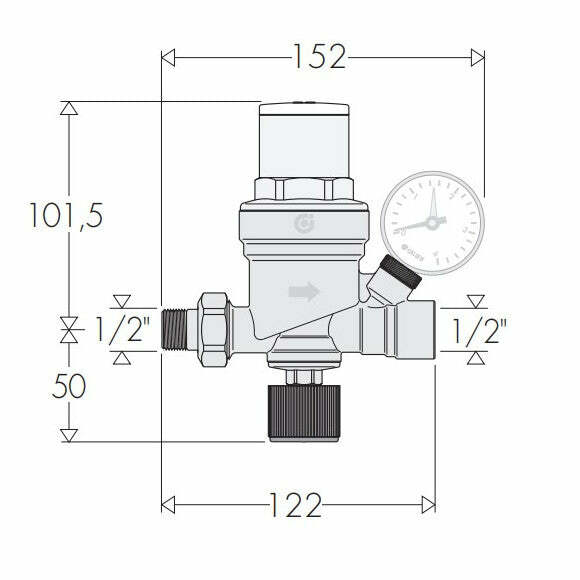 Caleffi 553 gruppo di riempimento automatico 1/2" con manometro