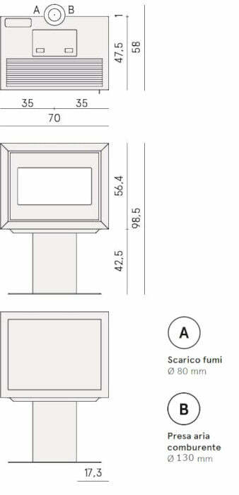 Cadel Quasimodo 9 Up stufa Pellet Air ermetica 9,3 KW