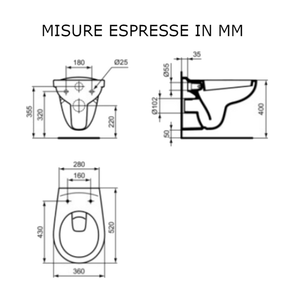Vaso sospeso Eurovit V390601 Ideal Standard