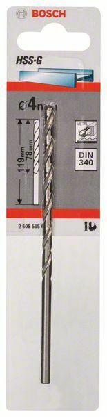 Bosch punta per metallo HSS-G, DIN 340 4 x 78 x 119 mm