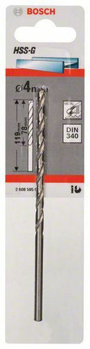 Bosch punta per metallo HSS-G, DIN 340 4 x 78 x 119 mm
