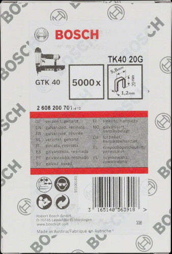 Bosch graffe TK40 20G 5,8 x 1,2 x 20 mm, zincata, 5000 pezzi