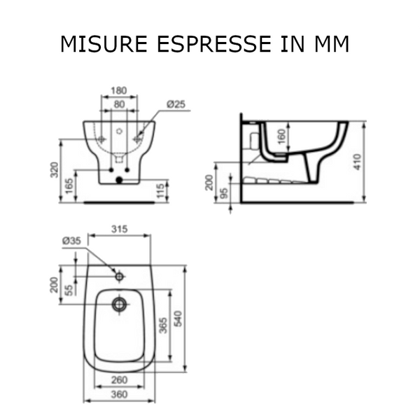 Bidet sospeso monoforo Esedra T281501 Ideal Standard
