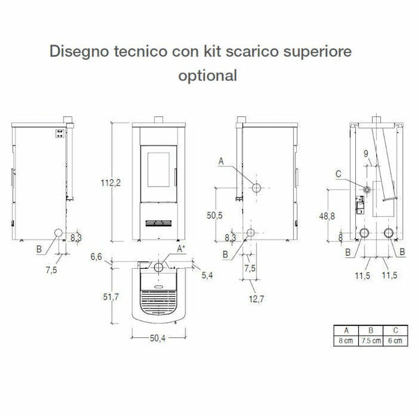 Piazzetta P120 stufa a pellet 8,5 kW