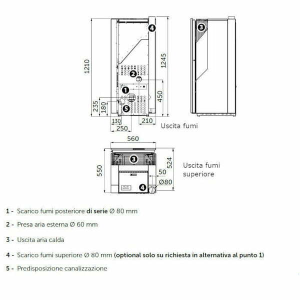 CS Thermos Sirmione 12 stufa a pellet/biomassa canalizzabile 11,97 KW