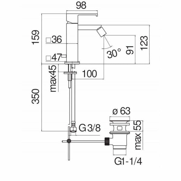 Nobili Mia miscelatore bidet cromato