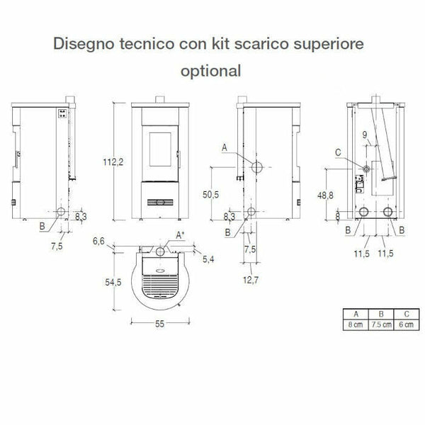 Piazzetta P120 T stufa a pellet 8,5 kW