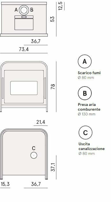 Cadel Frame 9 Up stufa Pellet Air ermetica 9,3 KW