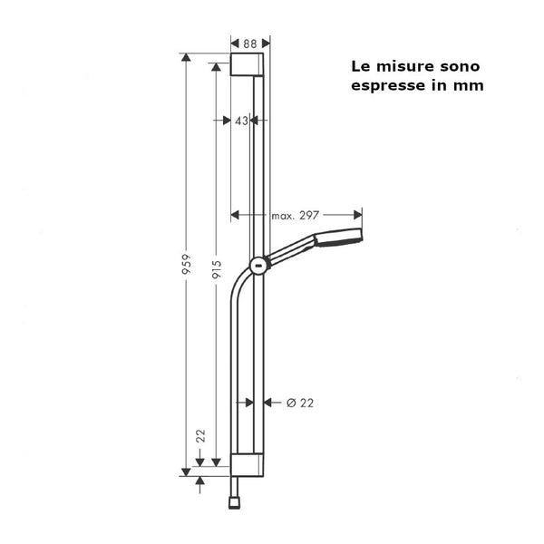Colonna doccia Pulsify Select S 105 Hansgrohe 24170000 con doccetta 3 getti