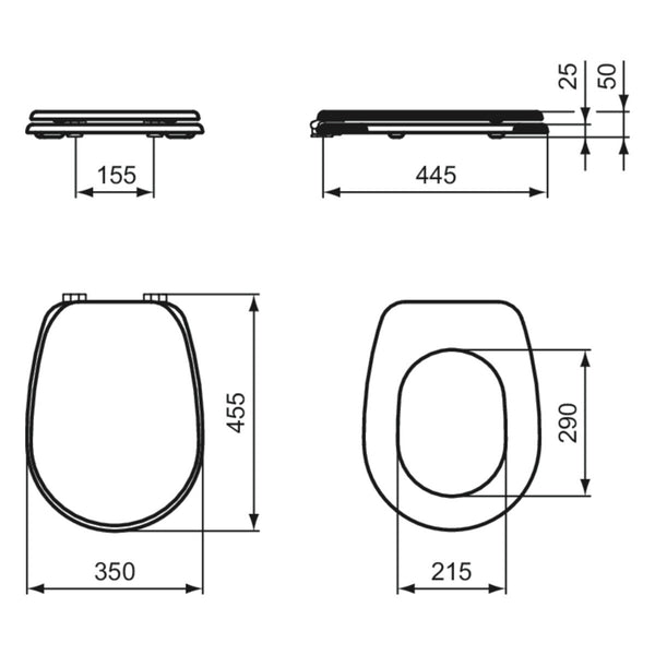 Ideal Standard Liuto copriwater originale con cerniere inox bianco europeo T626201