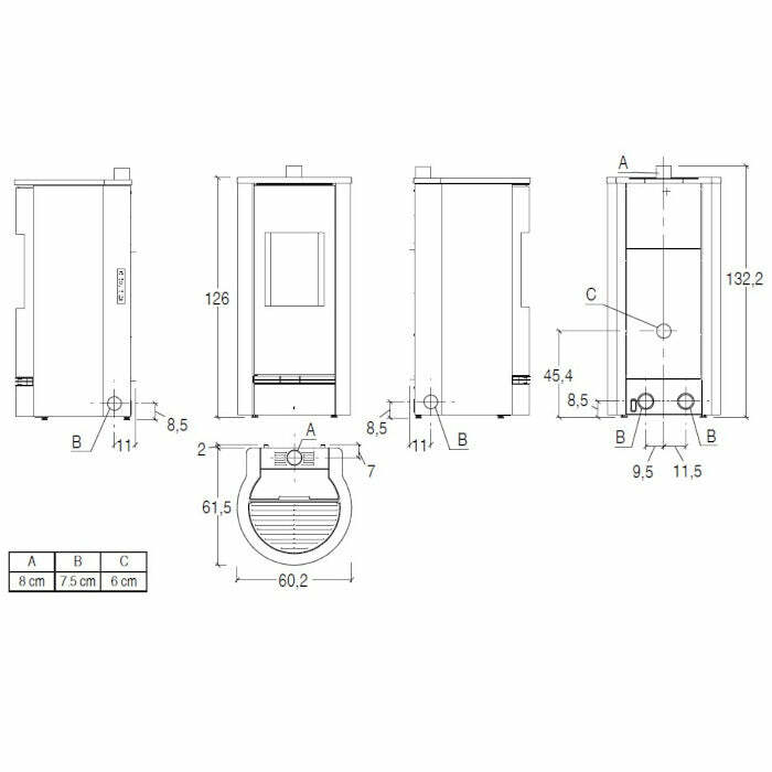 Piazzetta P930 T TOP stufa a pellet 11 kW scarico superiore