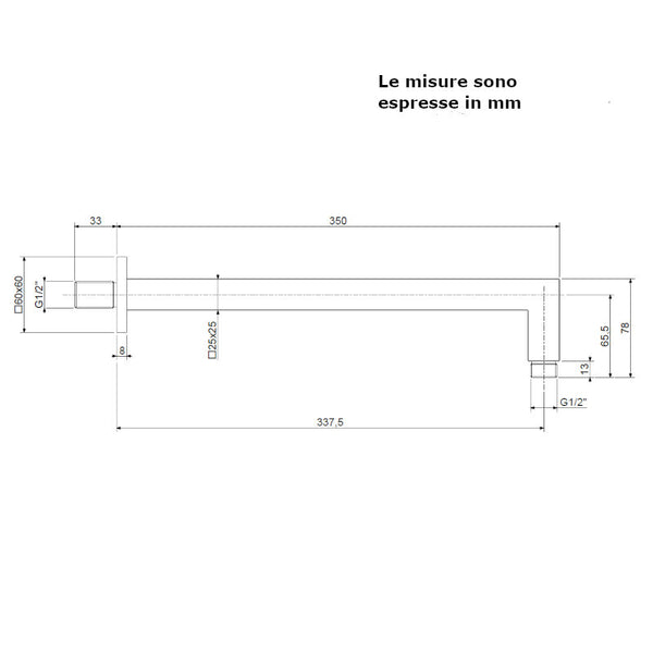 Braccio doccia Quadro ZSOF063CR350 Paffoni 35 cm senza soffione