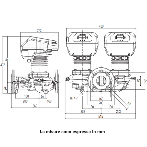 Circolatore elettronico gemellare Dab Evoplus D 60/360.80 M 535 W