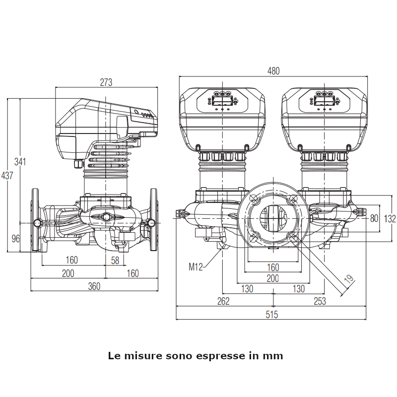 Circolatore elettronico gemellare Dab Evoplus D 60/360.80 M 535 W