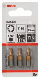 Bosch 3 bit di avvitamento Max Grip T10, 25 mm, codolo esagonale 1/4