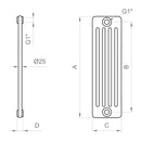 Radiatore a 5 colonne Ercos Comby in acciaio bianco