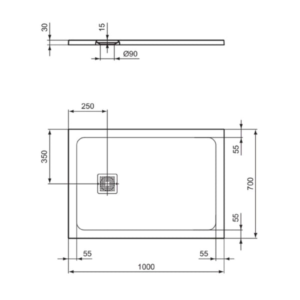 Piatto doccia Ultra Flat S+ T5606FR Ideal Standard 100 x 70 cm bianco opaco