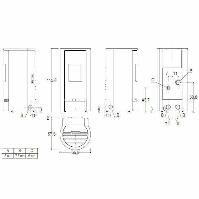 Piazzetta P920 T stufa a pellet 8,5 kW scarico posteriore