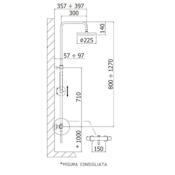 Paffoni Mini Birillo ZCOL638LIQCR colonna doccia con miscelatore termostatico