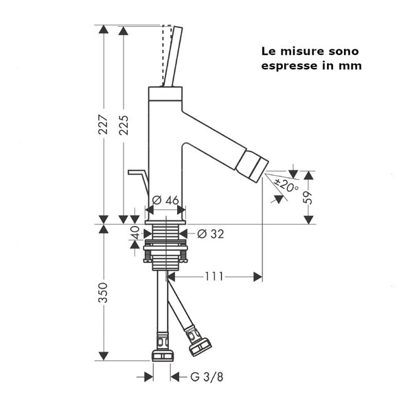 Miscelatore monocomando bidet Axor Starck 10211000 Hansgrohe con saltarello