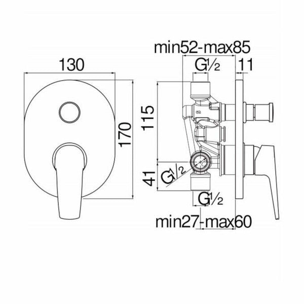Nobili Nobi miscelatore doccia ad incasso NB84100CR con deviatore