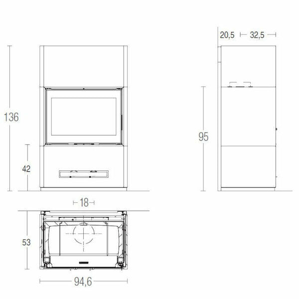 Piazzetta BERNA MC 85/55 BL stufa caminetto a legna 11 kW