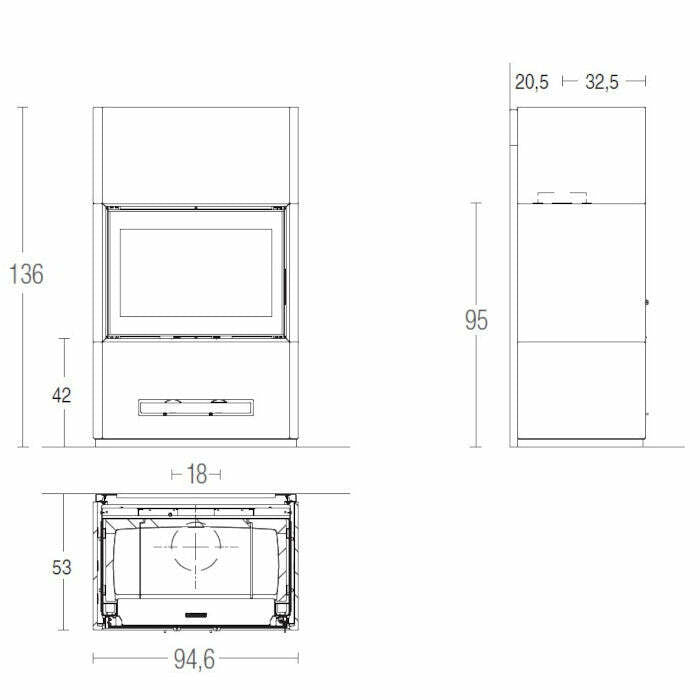 Piazzetta BERNA MC 85/55 BL stufa caminetto a legna 11 kW