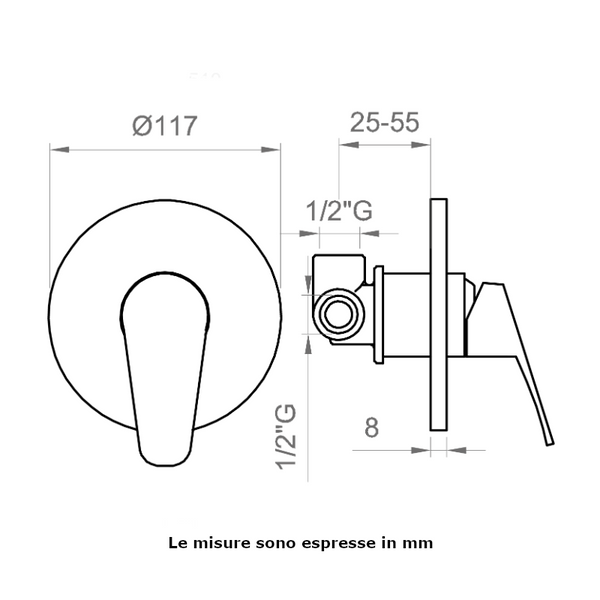 Miscelatore doccia a incasso Blumar BTMARCDO04 Ercos ad una via