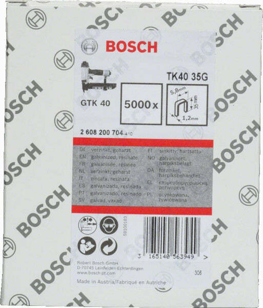 Bosch graffe TK40 35G 5,8 x 1,2 x 35 mm, zincata, 5000 pezzi