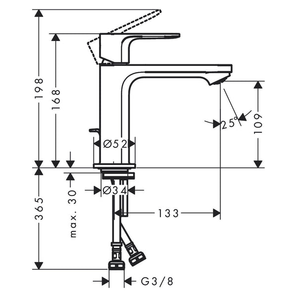 Hansgrohe 72560670 miscelatore lavabo NERO Rebris E COOLSTART senza piletta