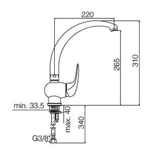Paffoni Duemila mix lavello canna alta tubo girevole cromo
