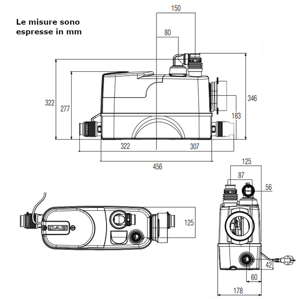 Dab Genix WL 130 stazione di sollevamento con trituratore per WC 60185581