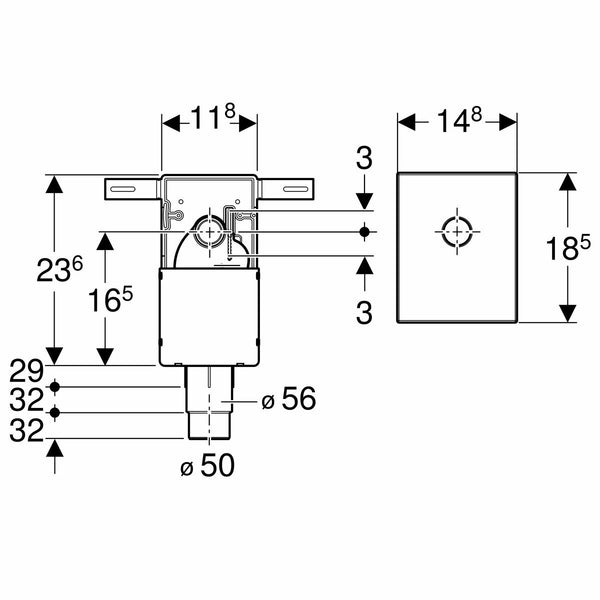 Geberit sifone da incasso per lavabo, con scatola da incasso e accessori
