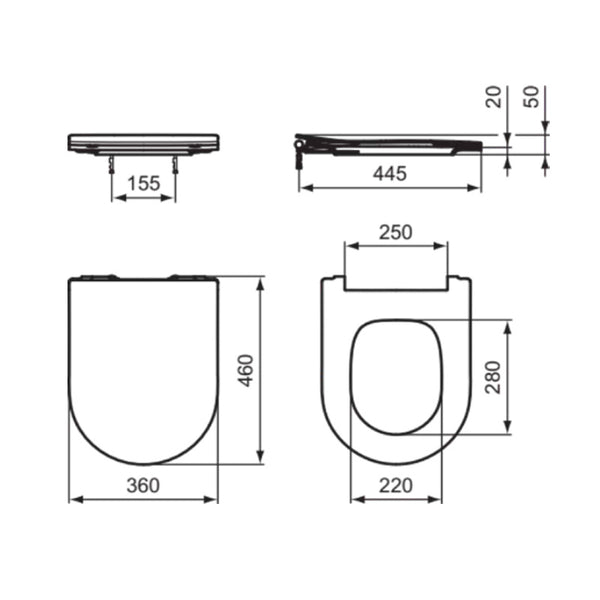 Sedile a sandwich Blend Curve T520801 ORIGINALE Ideal Standard ammortizzato