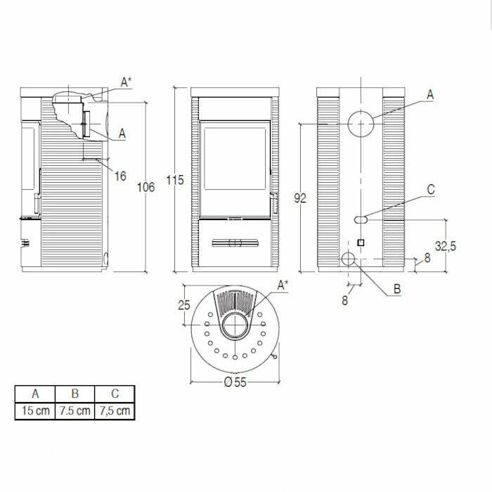 Piazzetta E929 D BCS stufa a legna 7,8 kW