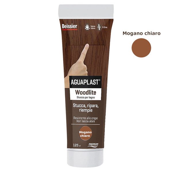 Stucco per legno WOODLITE mogano chiaro Aguaplast tubo 125 ml