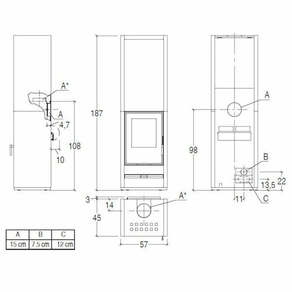 Piazzetta E928 H stufa a legna 11 kW
