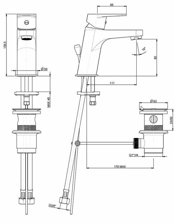 Frattini Espresso miscelatore per lavabo cromato