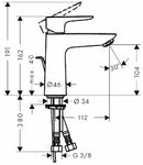 Hansgrohe Talis E miscelatore lavabo 110 con saltarello cromo