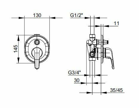 Frattini Tuingo miscelatore doccia incasso con deviatore cromo