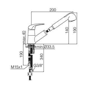 Paffoni Duemila mix lavello con doccetta estraibile cromato