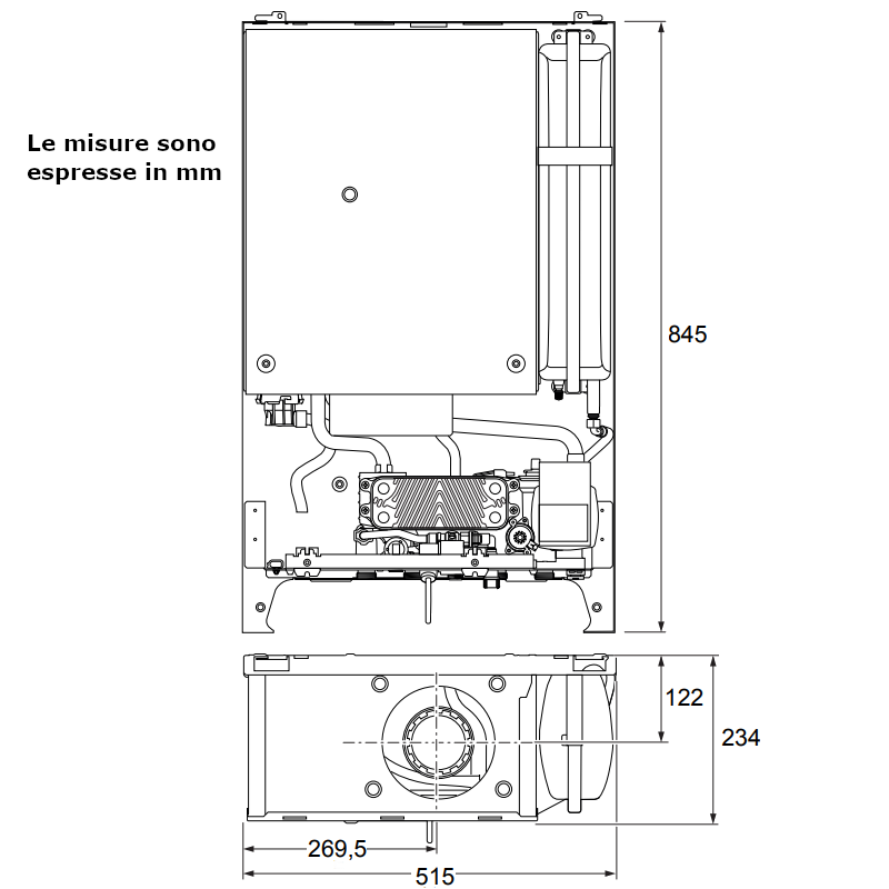 Caldaia SpazioZero 4 Condensing 26 Hermann da incasso riscaldamento e acqua calda sanitaria